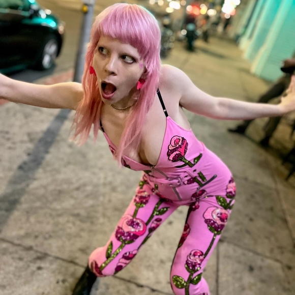 Discount Universe Pink Roses Bodysuit / Jumpsuit - Picture 1 of 10